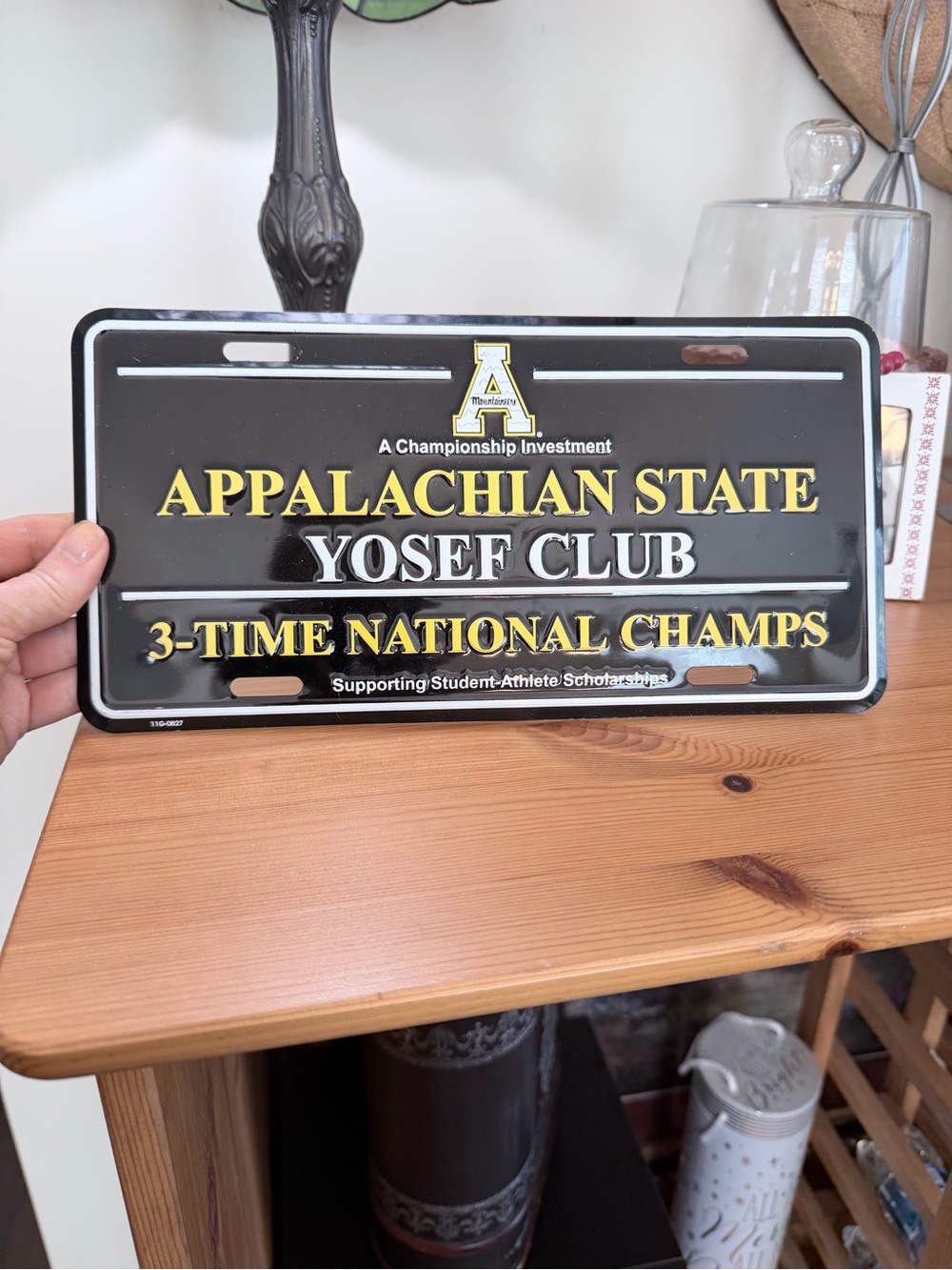 Appalachian State Yosef Club Decorative License Plate - Black and Gold